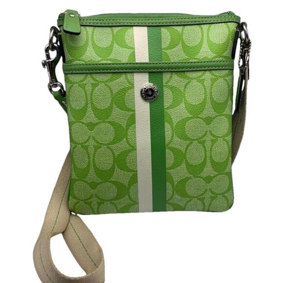 COACH Green Coated Canvas Crossbody - Picture 1 of 9